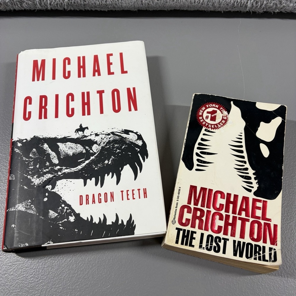 Michael Crichton Book Bundle Dragon Teeth The Lost World Lot of 2